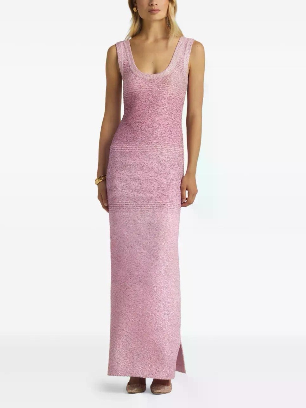 St. John Dégradé Sequin Stripe Body-Con Knit Dress Sz S MSRP $1695